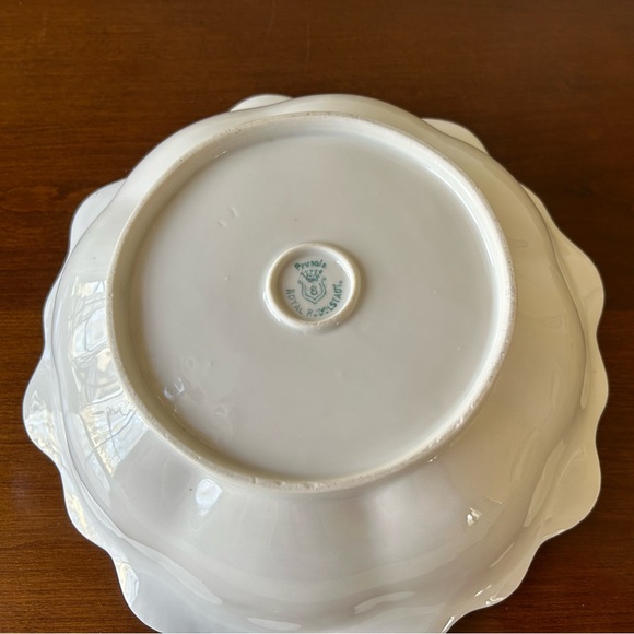 Vintage Royal Rudolstadt Prussia Serving Bowl Green and Pink, Scallop Edge, coll - Picture 8 of 13